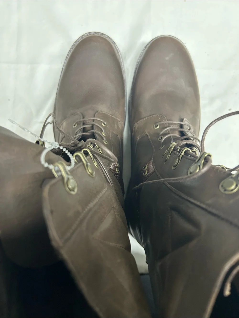 Men's Brown Lace-Up Leather Combat Boots